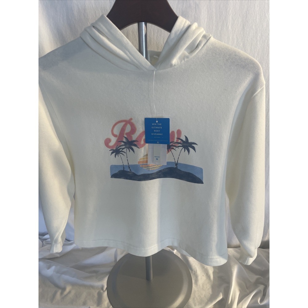 NWT Roxy Girl Sun My‎ Sweet Sun Crop Pullover Hoodie Beach Sunset Size 6